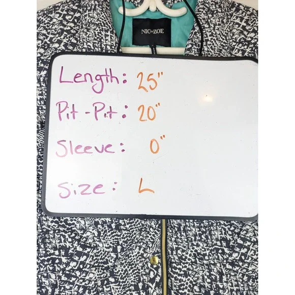 NIC+ZOE Women's L Quilted Zip Vest Black White‎ Pattern - Picture 5 of 8